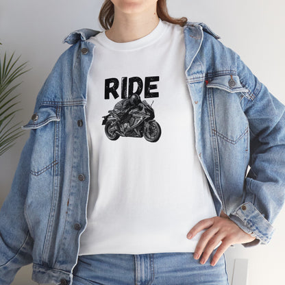 "Ride" Unisex Heavy Cotton Tee with image of Honda CBR 650R