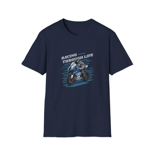 "Racing through life" Straight text T-Shirt