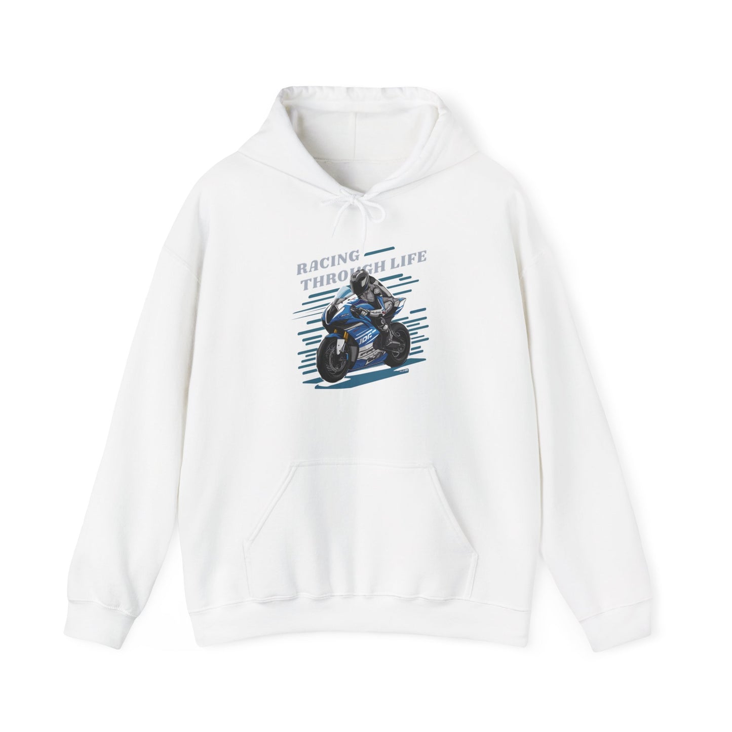 "Racing Through Life" Straight text hoodie sweatshirt