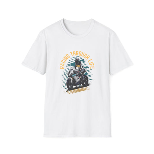 "Racing through life" Curved text T-Shirt