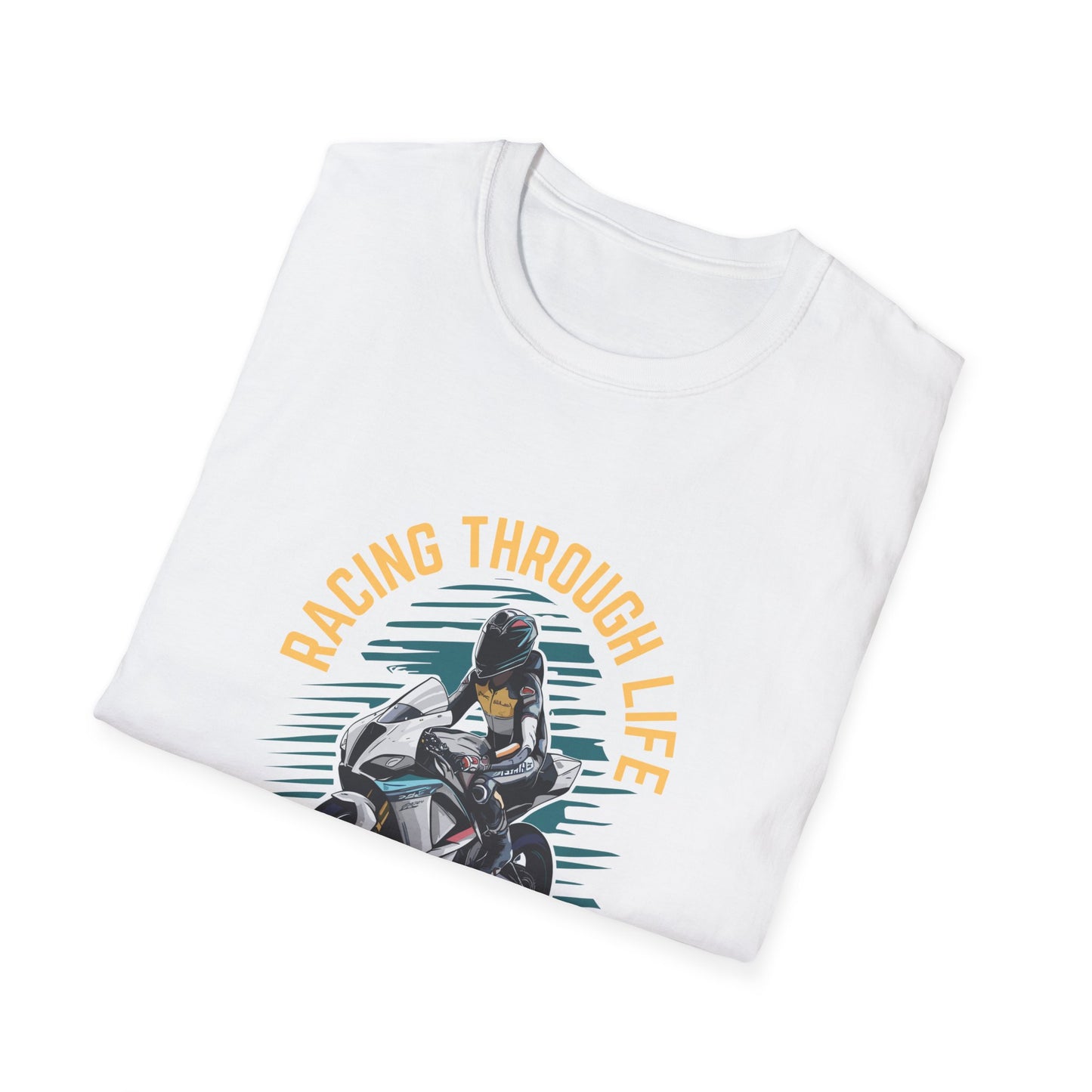 "Racing through life" Curved text T-Shirt