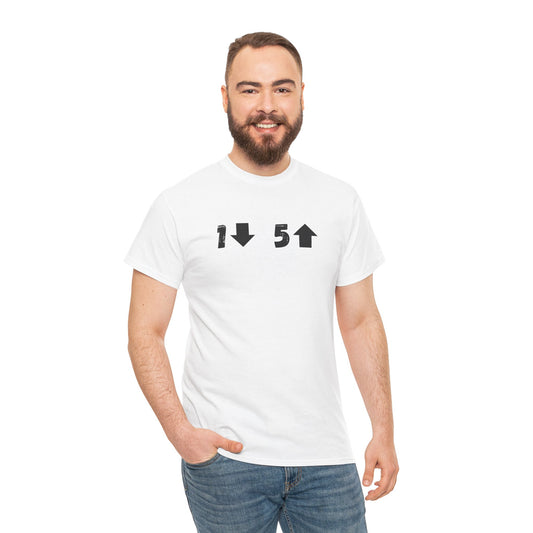 1 down 5 up White Unisex Heavy Cotton Tee