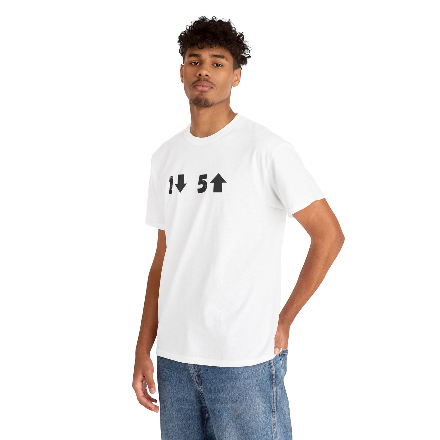 1 down 5 up White Unisex Heavy Cotton Tee