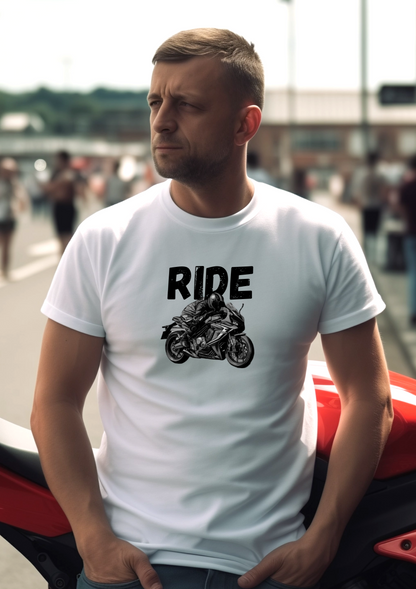 "Ride" Unisex Heavy Cotton Tee with image of Honda CBR 650R